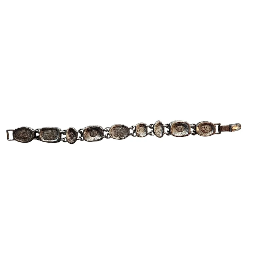 Vintage Liz Claiborne Silver Tone Enamel Resin Link Bracelet